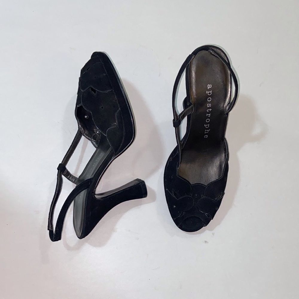 Apostrophe Black Heels Elegant and Versatile Suede Women’s Shoes Size 5M
